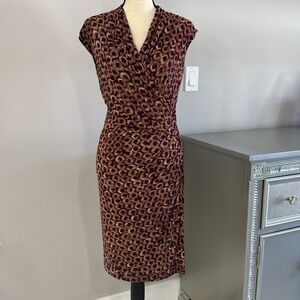 Ralph Lauren Purple Geometric Print Stretchy Jersey Wrap Dress.  Sz 6
